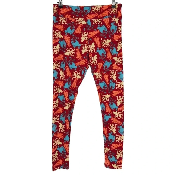 Disney X LuLaRoe Aladdin Print Leggings High Rise Pull On Tall Curvy - Picture 1 of 5